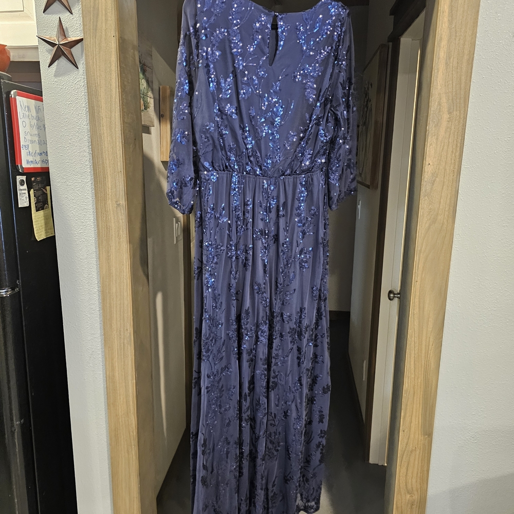 Baltic Born Navy Sequin Long Sleeve Dress - Picture 3 of 5